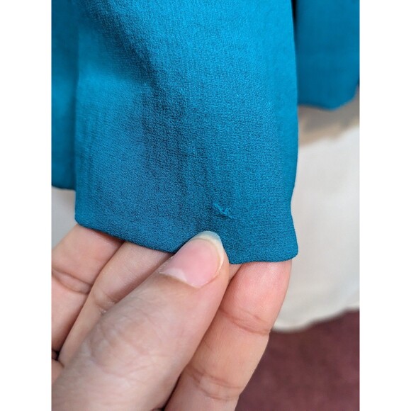 J Crew Dress Womens 4 Teal Chiffon Classic A Line Sleeveless Midi - Picture 5 of 11